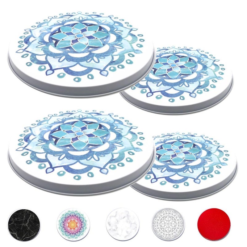 Robbins Aria Electric Stove Burner Covers - Protect Stovetop - Set of 4, 10 and 8 inches - Blue Mandala Electric Stove Covers - Image 5